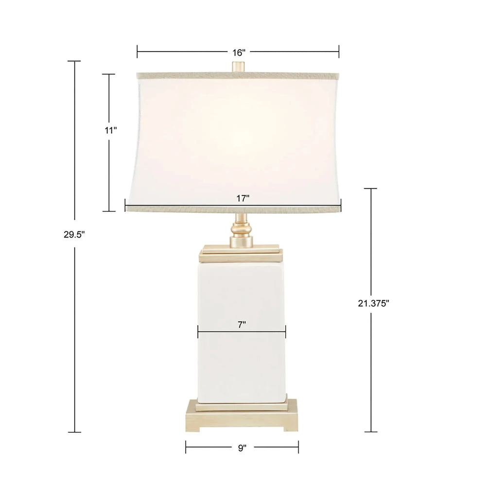 Ceramic Table Lamp Ivory Metal Base Vintage Living Room Lighting Accessory Media 4