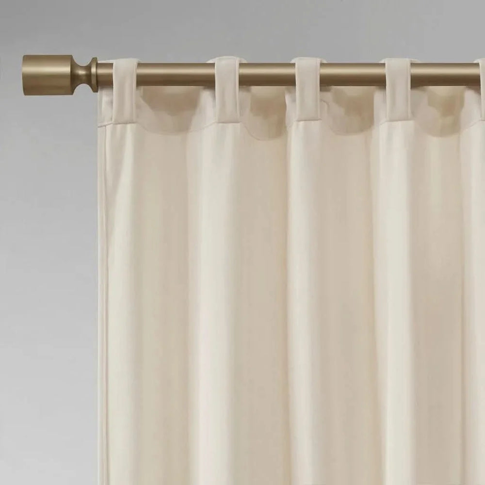 Window Curtains Velvet Polyester Room Darkening Ivory Pair 37x95 Inches Media 9