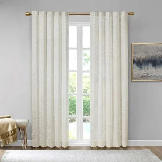 Room Darkening Curtains Polyester Velvet Metallic Window Panel Pair Media 3