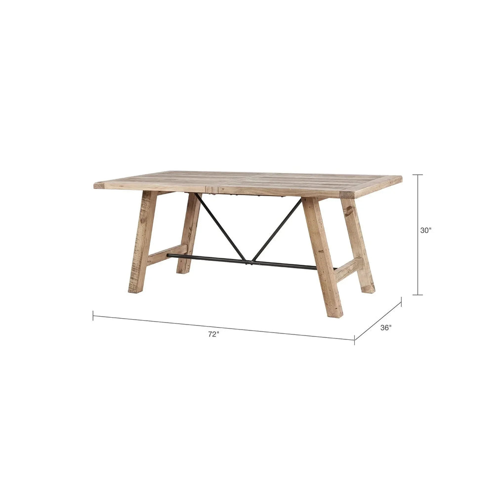 Dining Table Solid Wood Pine Natural Finish Rustic Metal Support Base Media 3