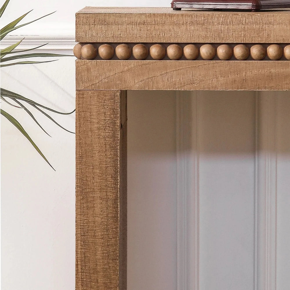 Console Table Wood Beaded Accent Antique Natural Finish Rustic Living Room Media 7