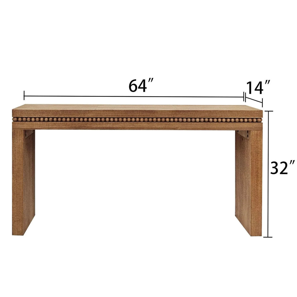 Console Table Wood Beaded Accent Antique Natural Finish Rustic Living Room Media 4