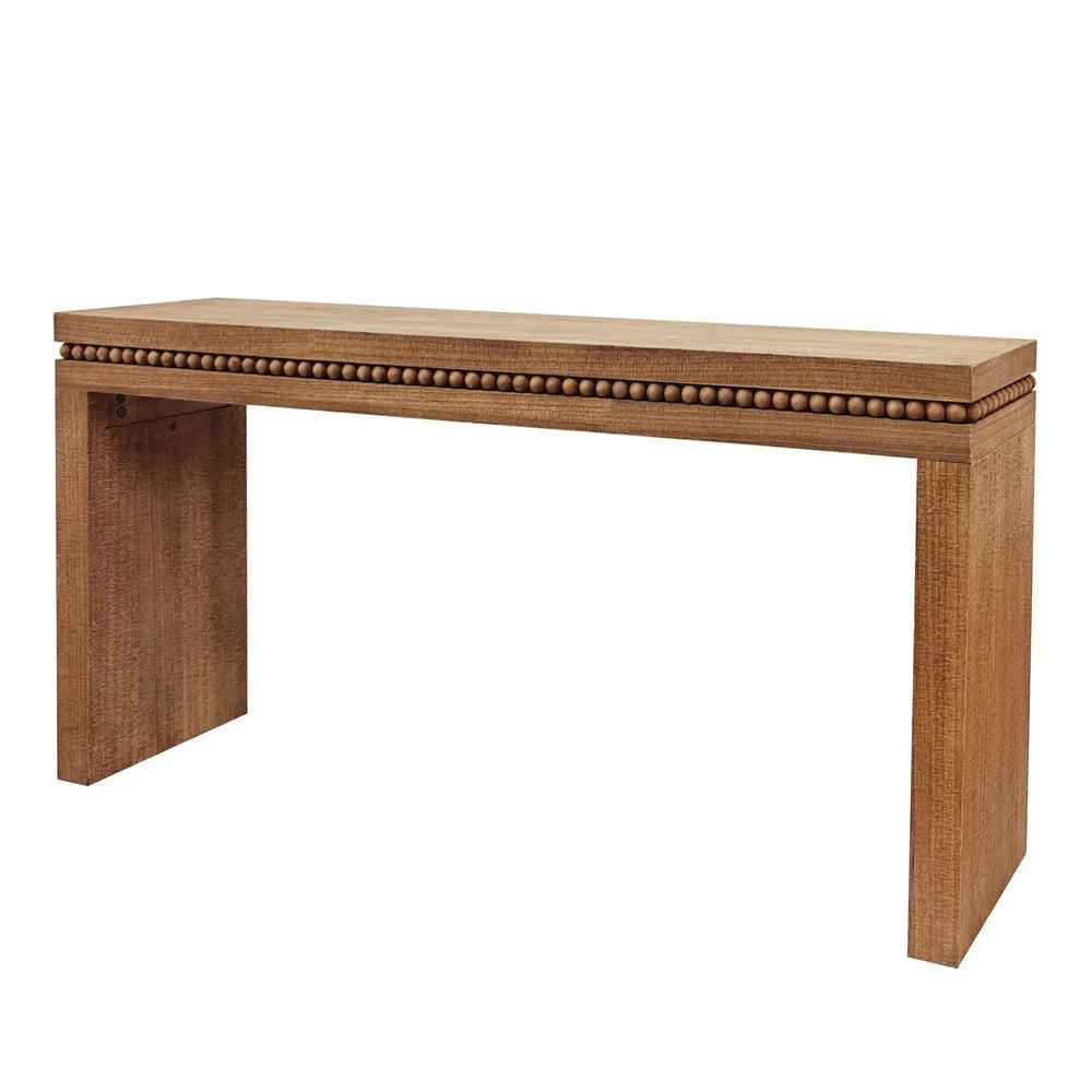 Console Table Wood Beaded Accent Antique Natural Finish Rustic Living Room Media 1