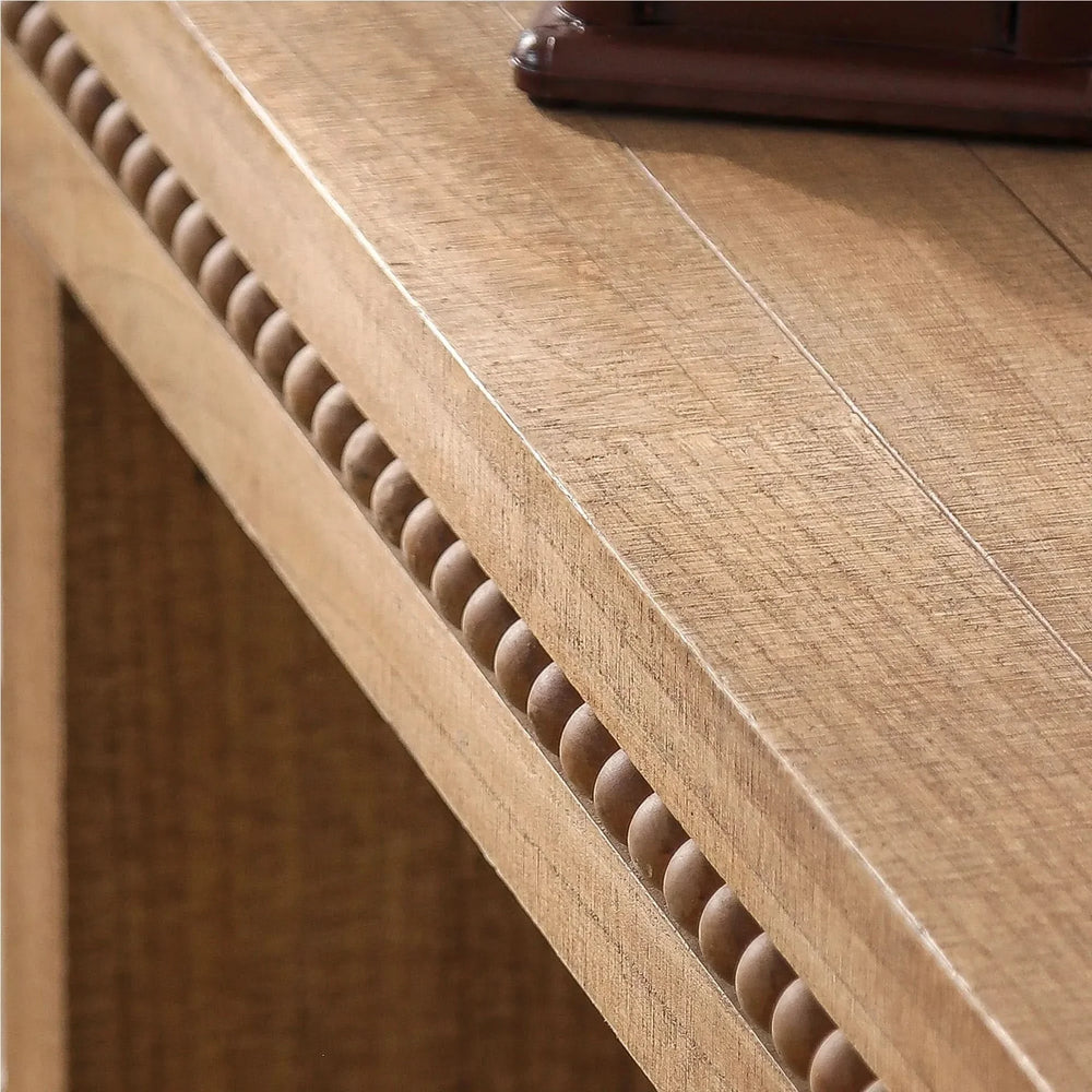 Console Table Wood Beaded Accent Antique Natural Finish Rustic Living Room Media 8