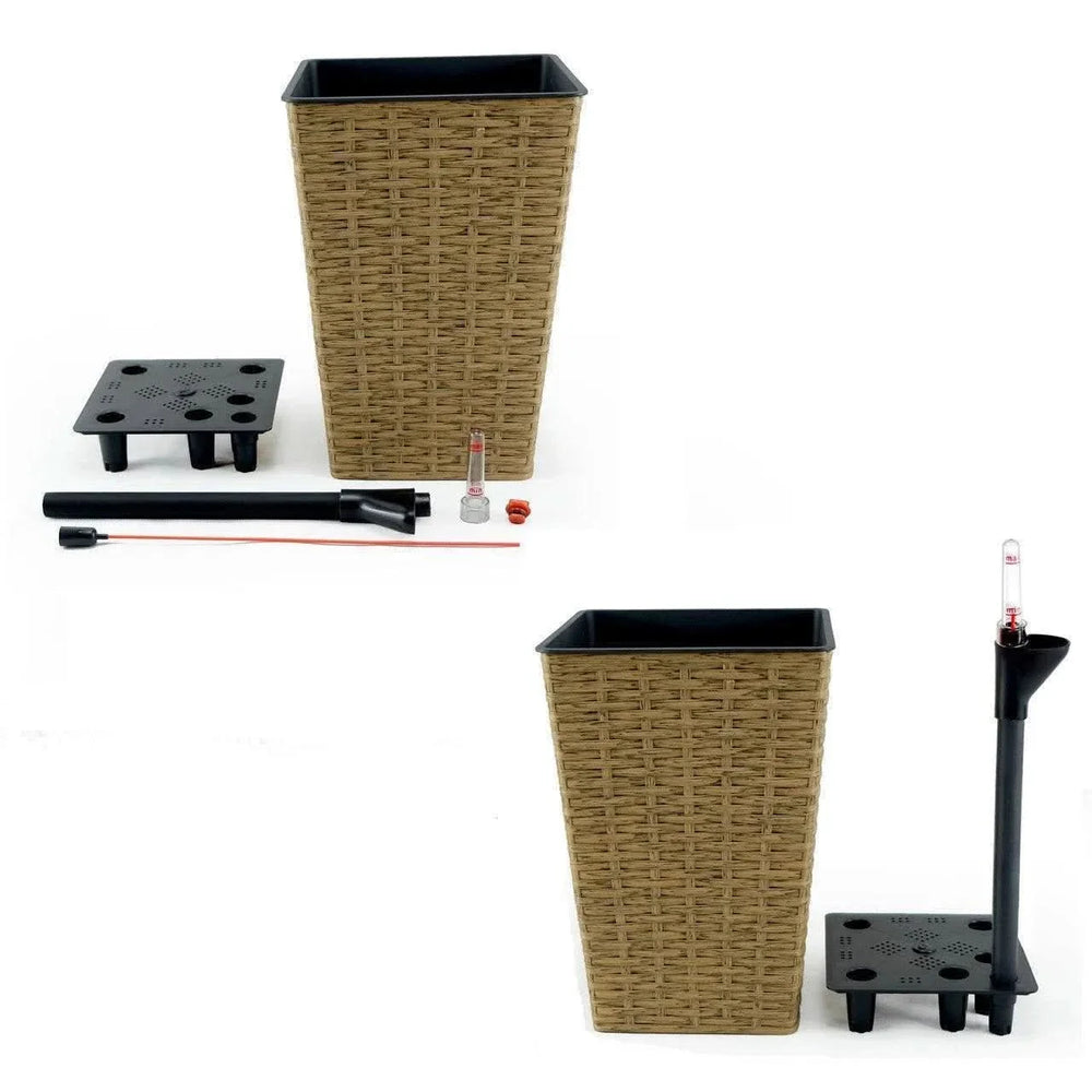Set of 2 CATLEZA 7-inch and 9.4-inch Square Wicker Planters - DTY Store
