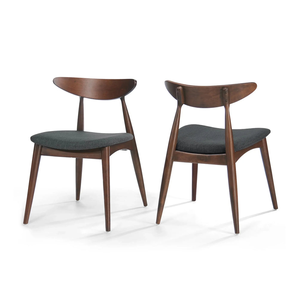 Dining Chairs Rubber Wood Plush Cushions Walnut Charcoal Mid Century Modern Media 7