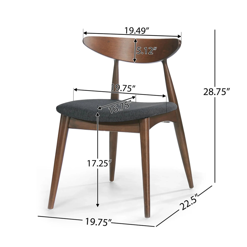 Dining Chairs Rubber Wood Plush Cushions Walnut Charcoal Mid Century Modern Media 3