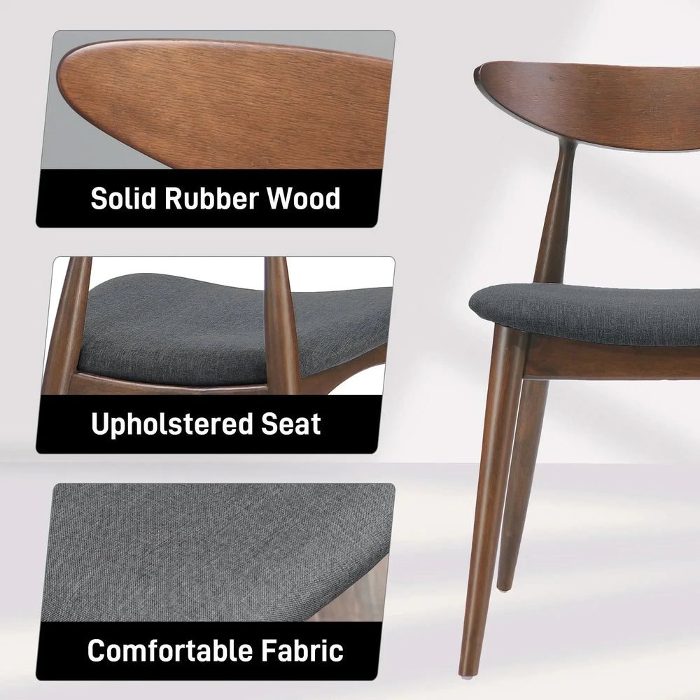 Dining Chairs Rubber Wood Plush Cushions Walnut Charcoal Mid Century Modern Media 5