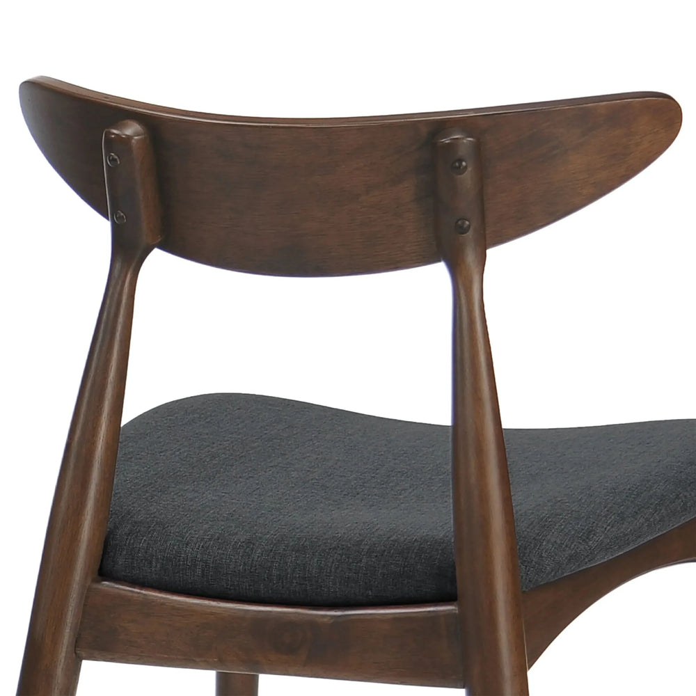 Dining Chairs Rubber Wood Plush Cushions Walnut Charcoal Mid Century Modern Media 15