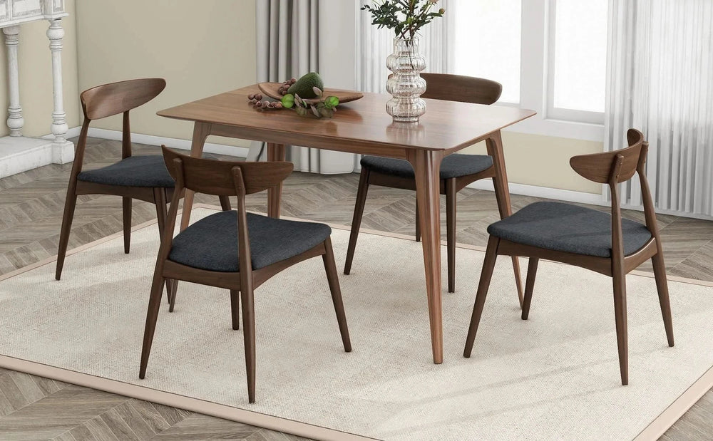 Dining Chairs Rubber Wood Plush Cushions Walnut Charcoal Mid Century Modern Media 19
