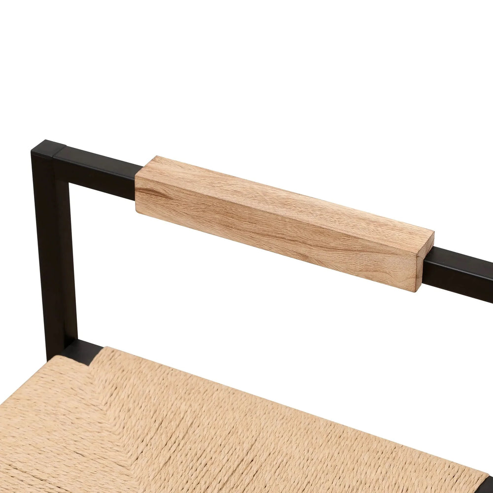 Bar Stools Paper Rope Seat Backrest Set 2 Natural Metal Frame For Kitchen Media 11