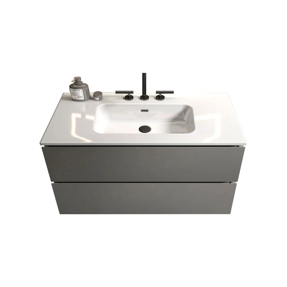 Bathroom Vanity Space Grey Ceramic Sink 36 Inch Pre-assembled Wall Mount Media 2
