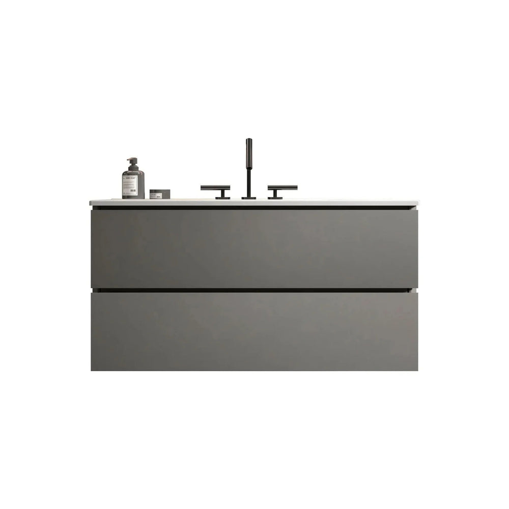 Bathroom Vanity Space Grey Ceramic Sink 36 Inch Pre-assembled Wall Mount Media 1