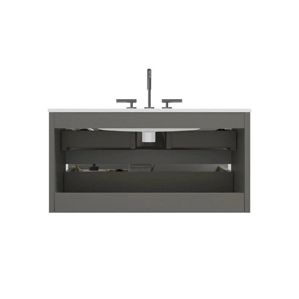 Bathroom Vanity Space Grey Ceramic Sink 36 Inch Pre-assembled Wall Mount Media 3