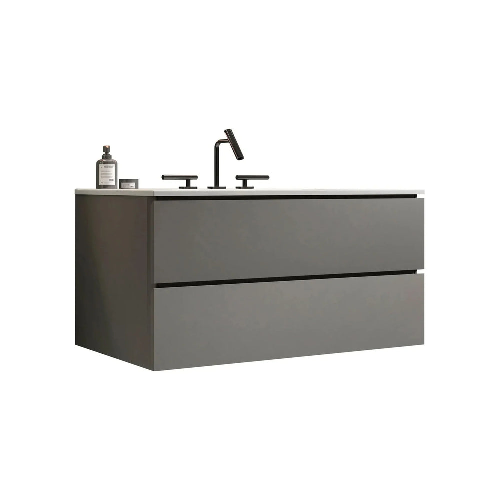 Bathroom Vanity Space Grey Ceramic Sink 36 Inch Pre-assembled Wall Mount Media 4