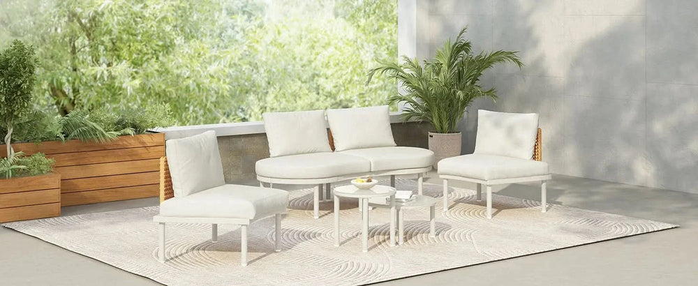 Outdoor Sectional Sofa Aluminum Rattan Waterproof Cushions Weatherproof Media 24