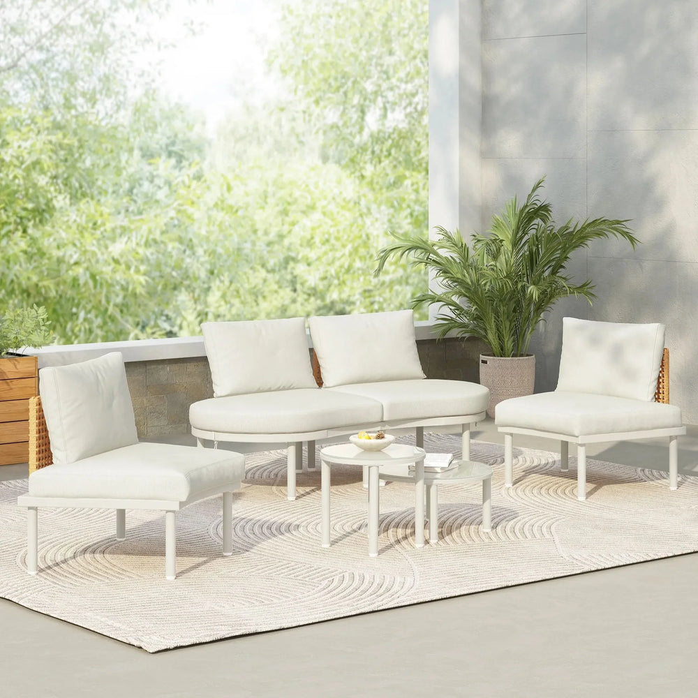 Outdoor Sectional Sofa Aluminum Rattan Waterproof Cushions Weatherproof Media 2