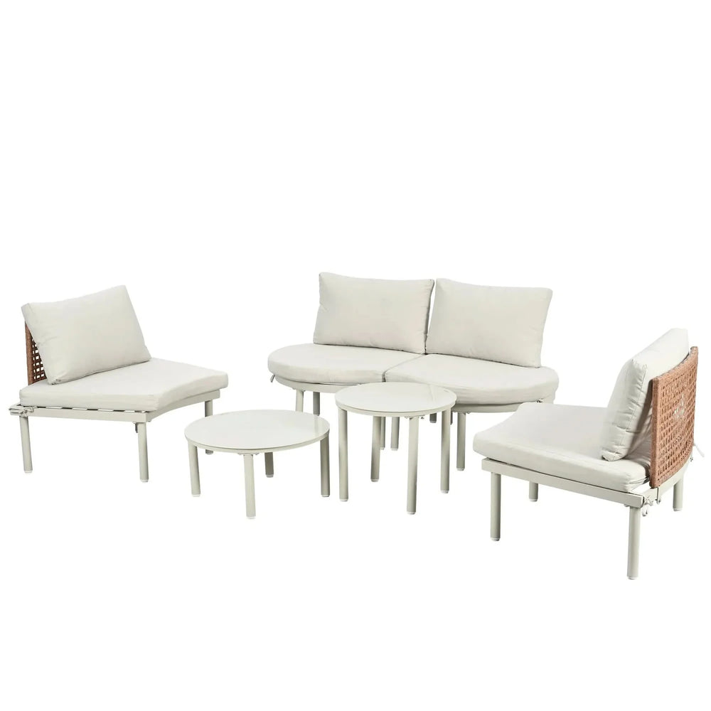 Outdoor Sectional Sofa Aluminum Rattan Waterproof Cushions Weatherproof Media 9