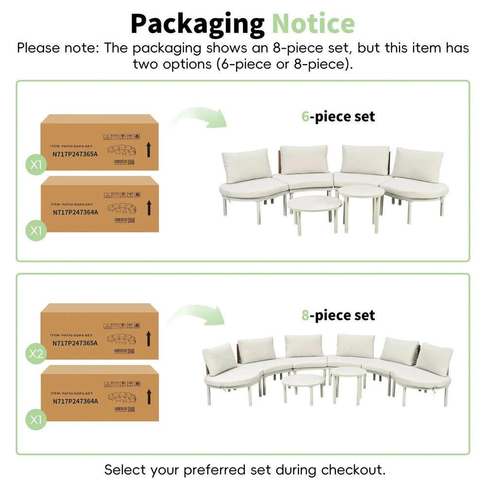 Outdoor Sectional Sofa Aluminum Rattan Waterproof Cushions Weatherproof Media 8