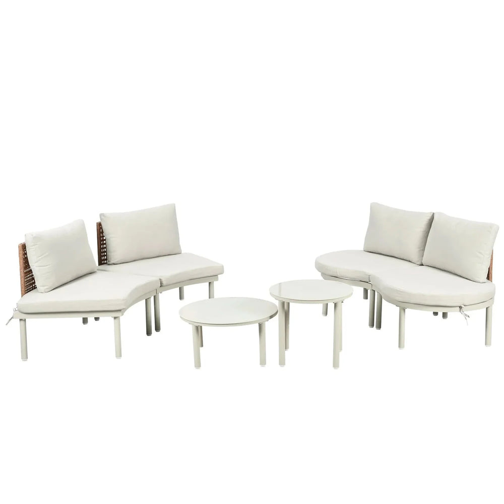 Outdoor Sectional Sofa Aluminum Rattan Waterproof Cushions Weatherproof Media 11