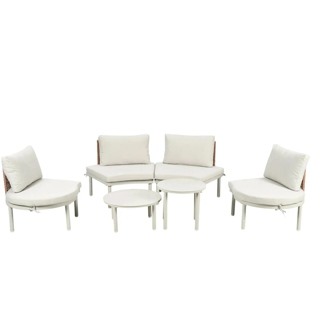 Outdoor Sectional Sofa Aluminum Rattan Waterproof Cushions Weatherproof Media 10