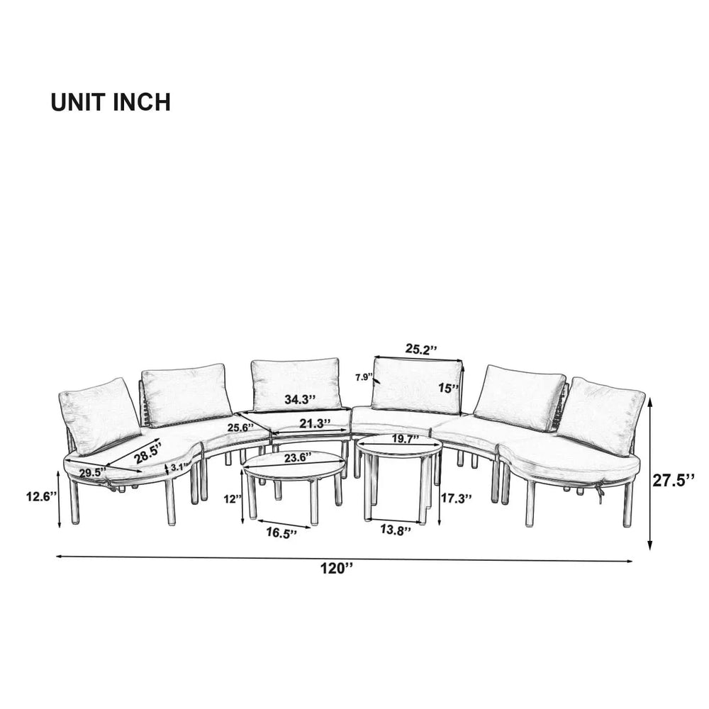 Outdoor Sectional Sofa Set PE Wicker Rattan All Weather Cushions Beige Media 7