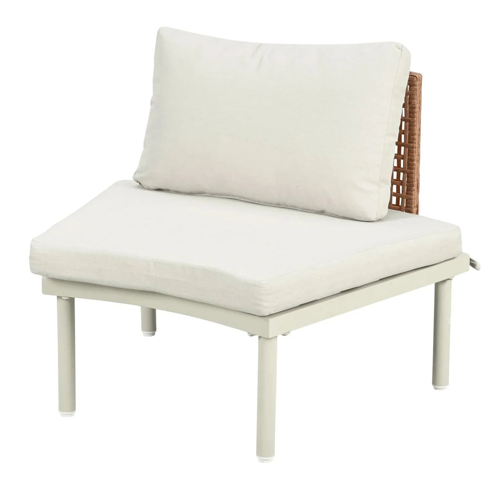 Outdoor Sectional Sofa Set PE Wicker Rattan All Weather Cushions Beige Media 15