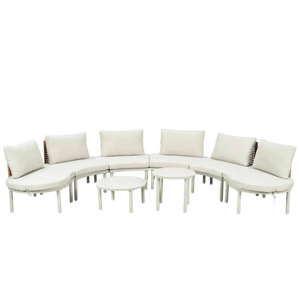 Outdoor Sectional Sofa Set PE Wicker Rattan All Weather Cushions Beige Media 8