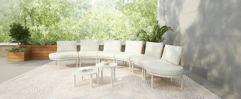 Outdoor Sectional Sofa Set PE Wicker Rattan All Weather Cushions Beige Media 24
