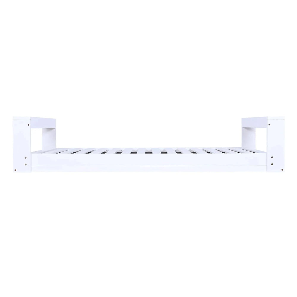 Porch Swing Bed Acacia Wood Frame Twin Size Outdoor Patio Lounge White Media 10