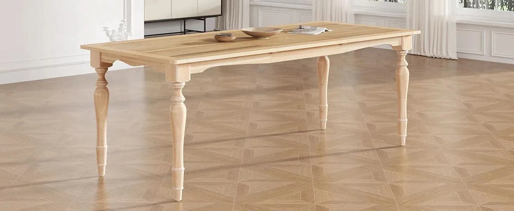 Dining Table Rubber Wood With Removable Leaf Extendable For 8 Seats Media 8