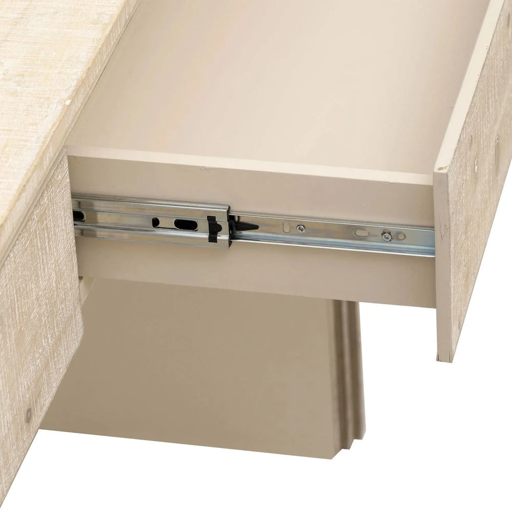 Console Table Natural Wood Finish Retro Silhouette With Two Drawers Media 17