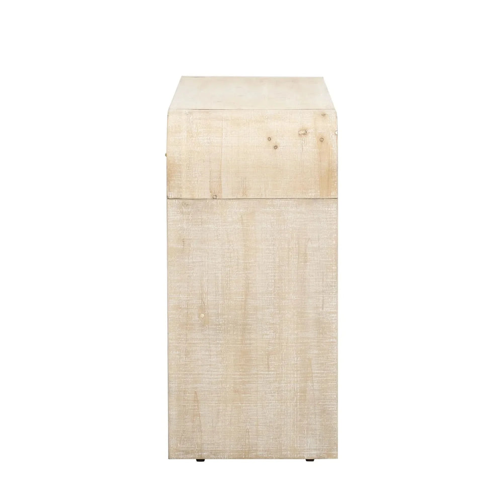 Console Table Natural Wood Finish Retro Silhouette With Two Drawers Media 13