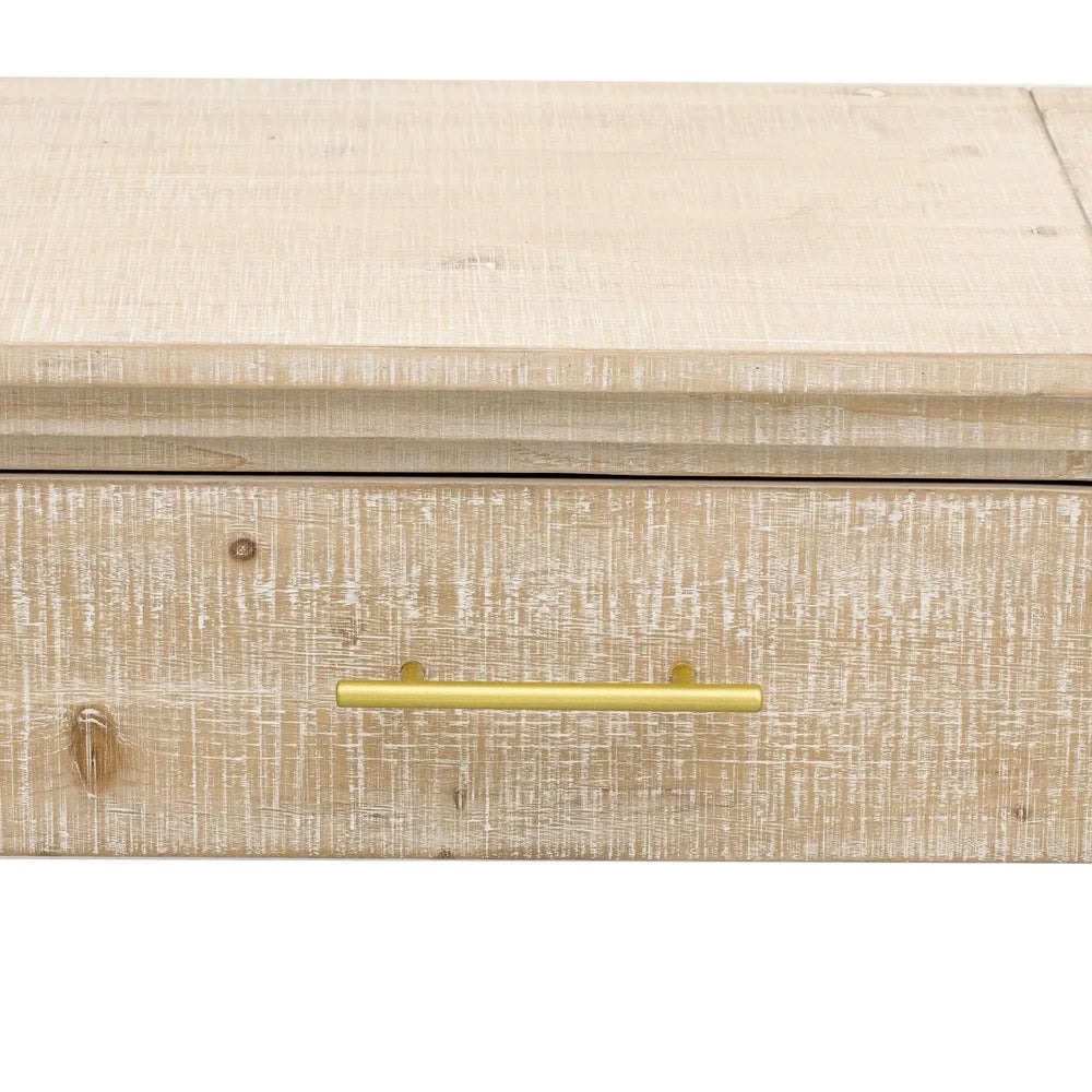 Console Table Natural Wood Finish Retro Silhouette With Two Drawers Media 20