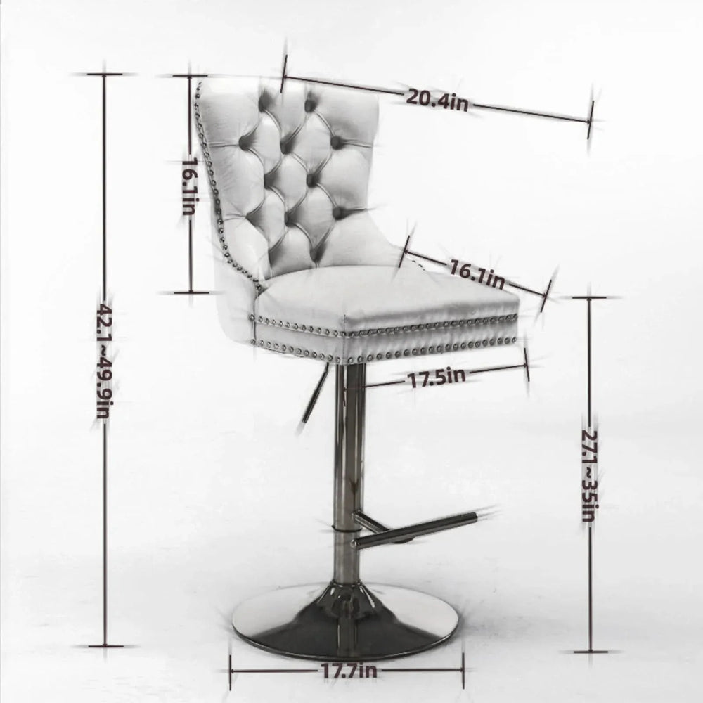 Velvet Bar Stools Chrome Base Adjustable 25-33 Inches For Home Pub Media 8