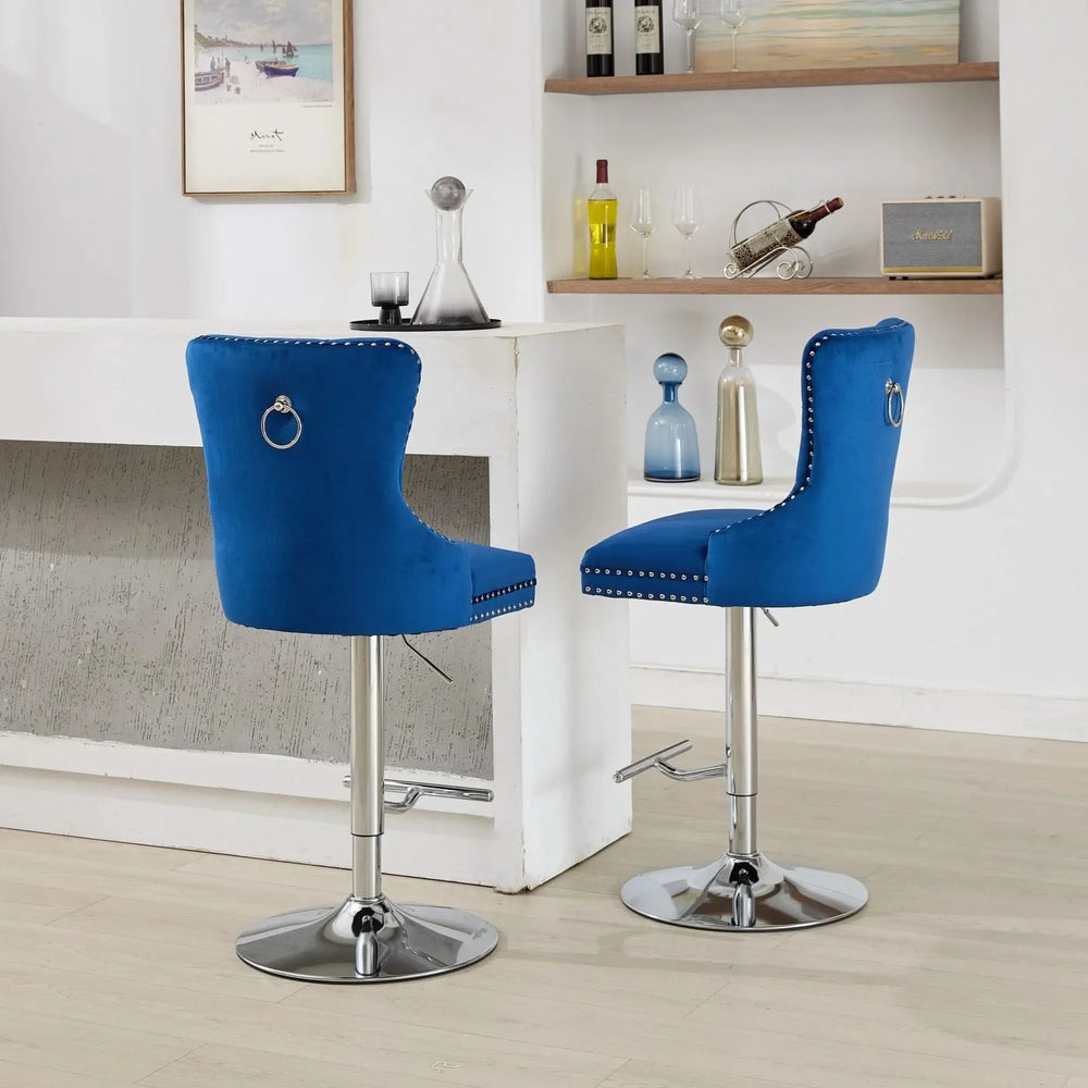 Velvet Bar Stools Chrome Base Adjustable 25-33 Inches For Home Pub Media 20