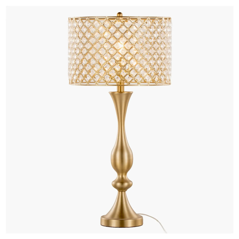 Crystal Table Lamp Gold Finish 27 Inch Height & Clear K9 Crystal Shade Media 1