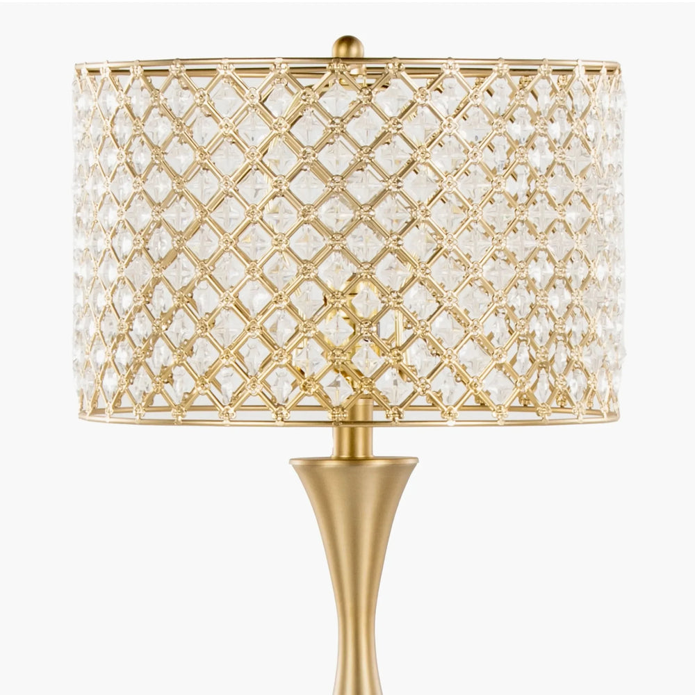 Crystal Table Lamp Gold Finish 27 Inch Height & Clear K9 Crystal Shade Media 2