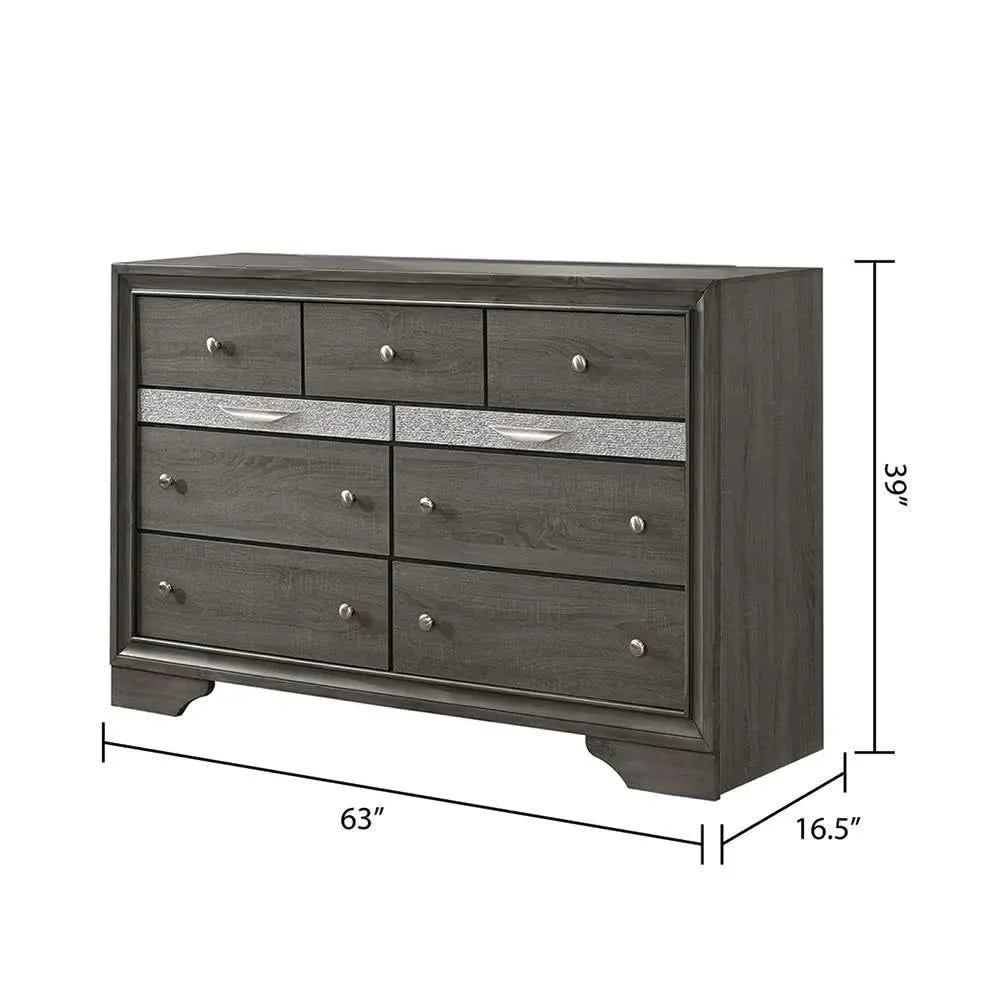 Full Size Bedroom Set Gray Wood Traditional Style Storage Drawers Nightstand Media 8