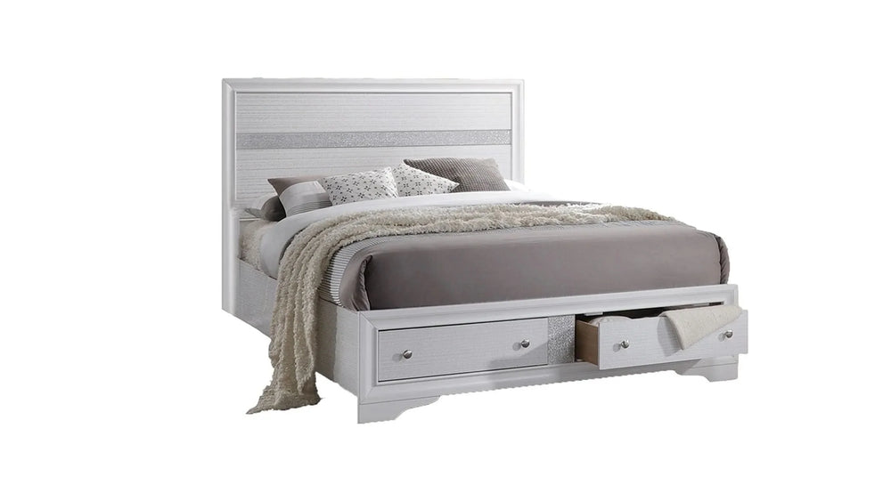 Bedroom Set Wood Storage 4 Piece Traditional White Finish Includes Mirror Media 3