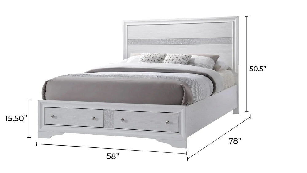 Bedroom Set Wood Storage 4 Piece Traditional White Finish Includes Mirror Media 4