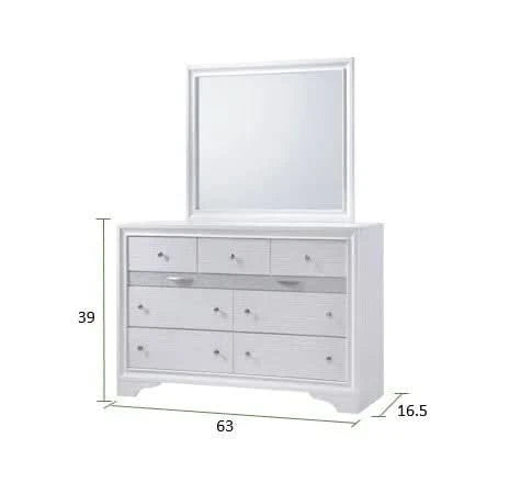 Bedroom Set Wood Storage 4 Piece Traditional White Finish Includes Mirror Media 7