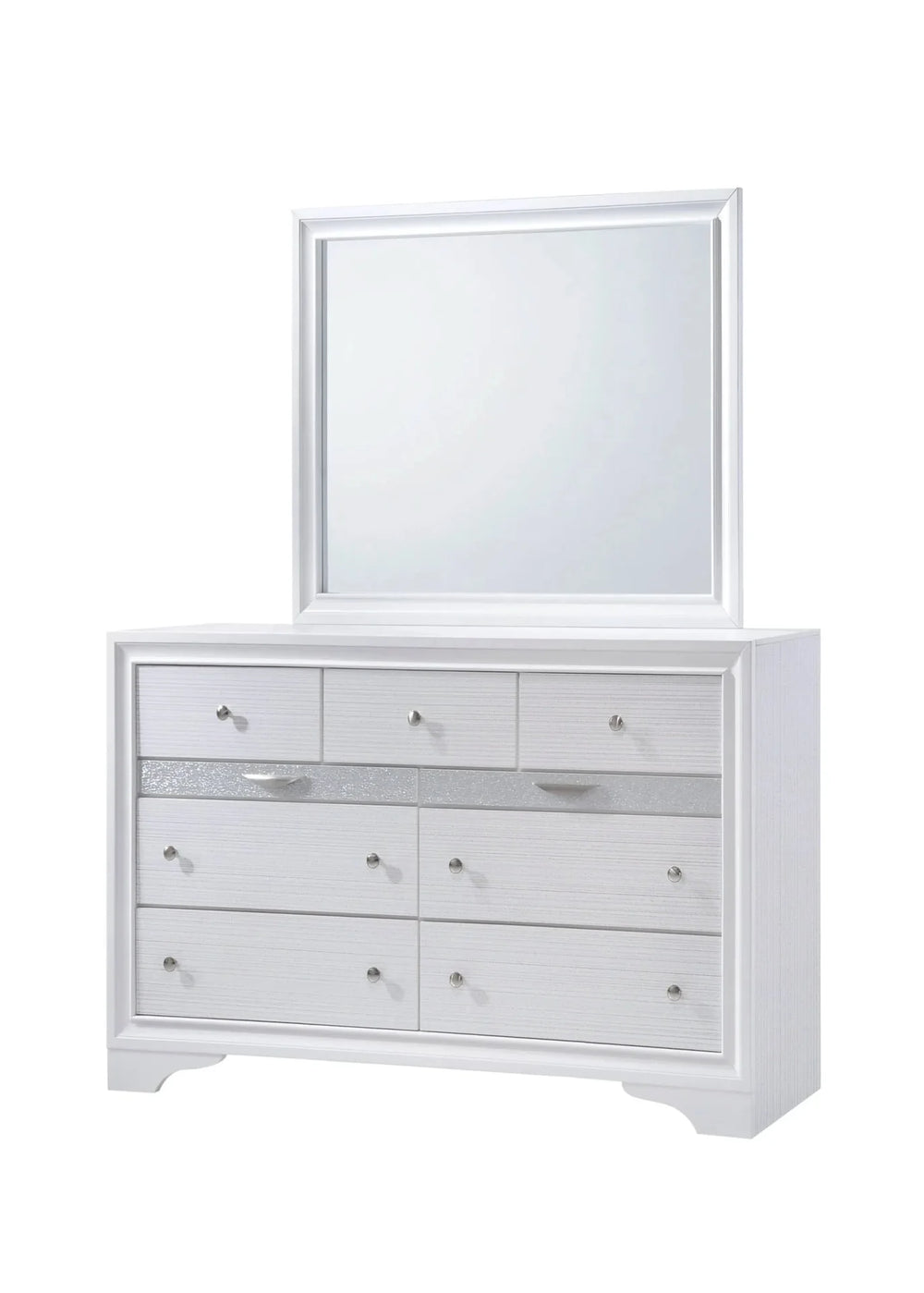 Bedroom Set Wood Storage 4 Piece Traditional White Finish Includes Mirror Media 6