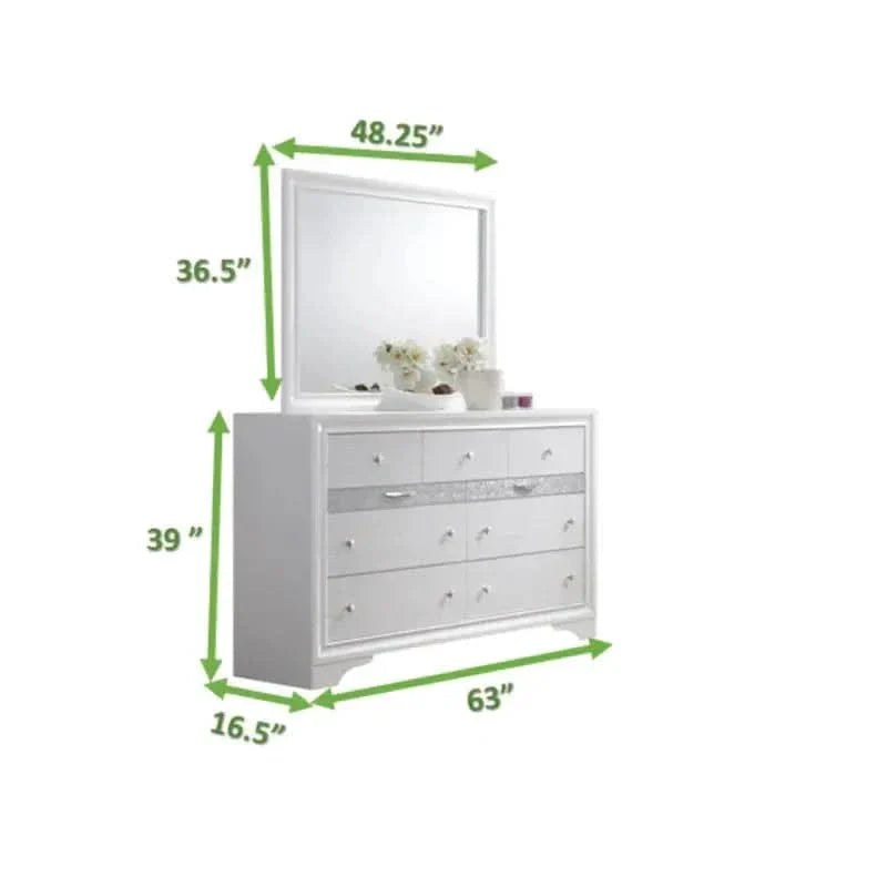 Bedroom Set Wood Storage 4 Piece Traditional White Finish Includes Mirror Media 11
