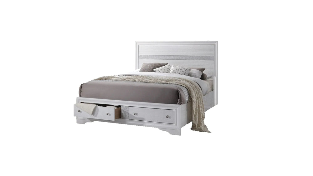 Bedroom Set Wood Storage 4 Piece Traditional White Finish Includes Mirror Media 2