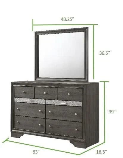 Bedroom Set Solid Wood Gray Full Size 5 Piece Storage Traditional Media 12