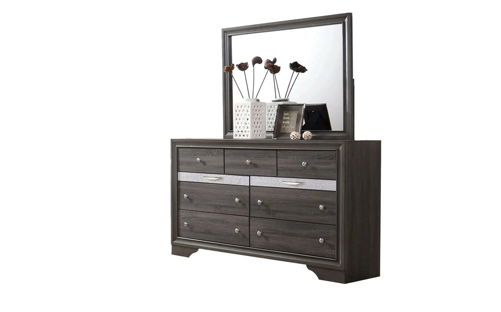 Bedroom Set Solid Wood Gray Full Size 5 Piece Storage Traditional Media 9