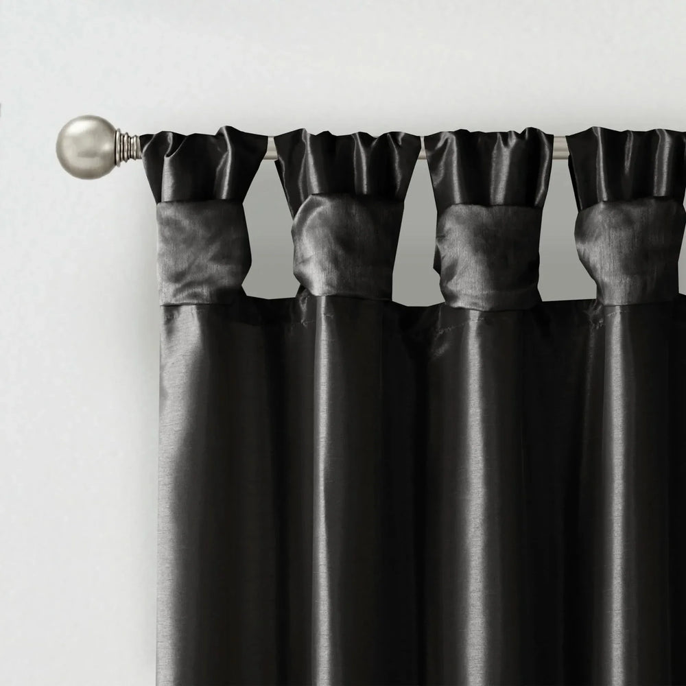 Window Curtain Panel Twist Tab Lined Polyester 50x108 Black Room-Darkening Media 8