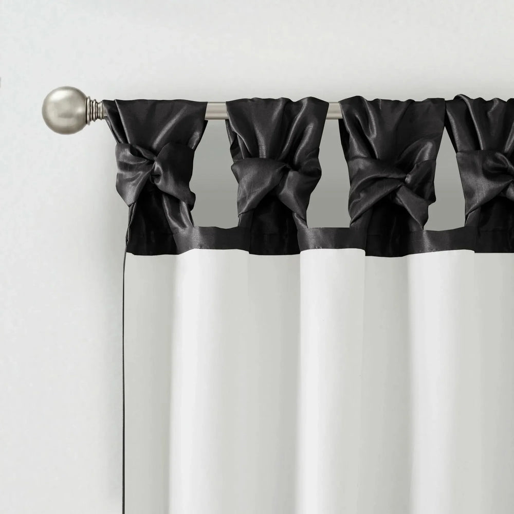 Window Curtain Panel Twist Tab Lined Polyester 50x108 Black Room-Darkening Media 7