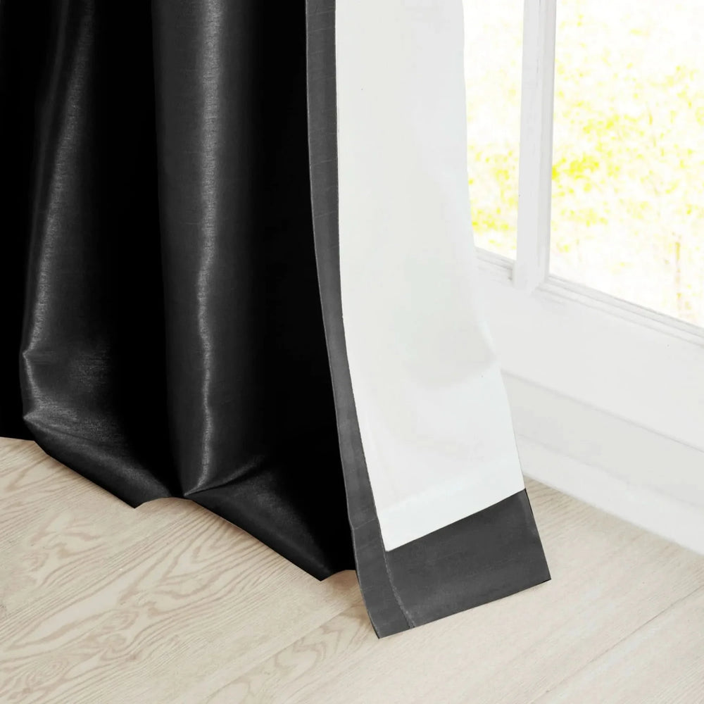 Window Curtain Twist Tab Polyester Lined Black 50x120 Inches Panel Media 9